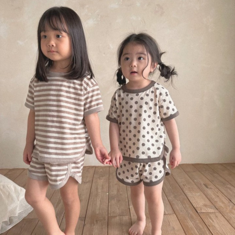 【BABY&KID】夏新作 ボーダー、ドットセットアップSK091215