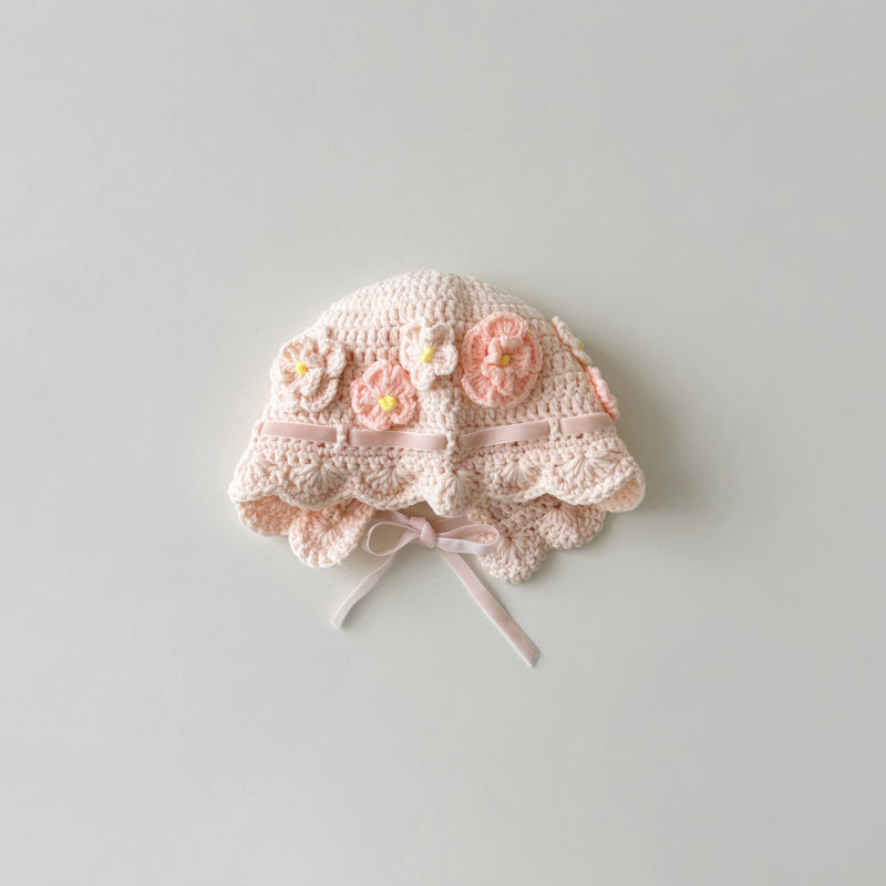 【HAT】透かし編み花柄ニット帽子SK101605