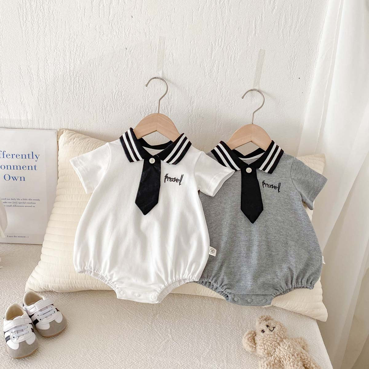 【BABY】夏新作 POLO刺繍ネクタイロンパースSK062718