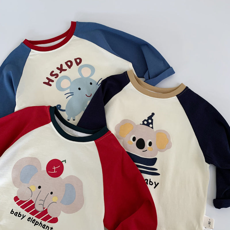 【BABY&KID】可愛い動物ラグラン袖TシャツSK100534