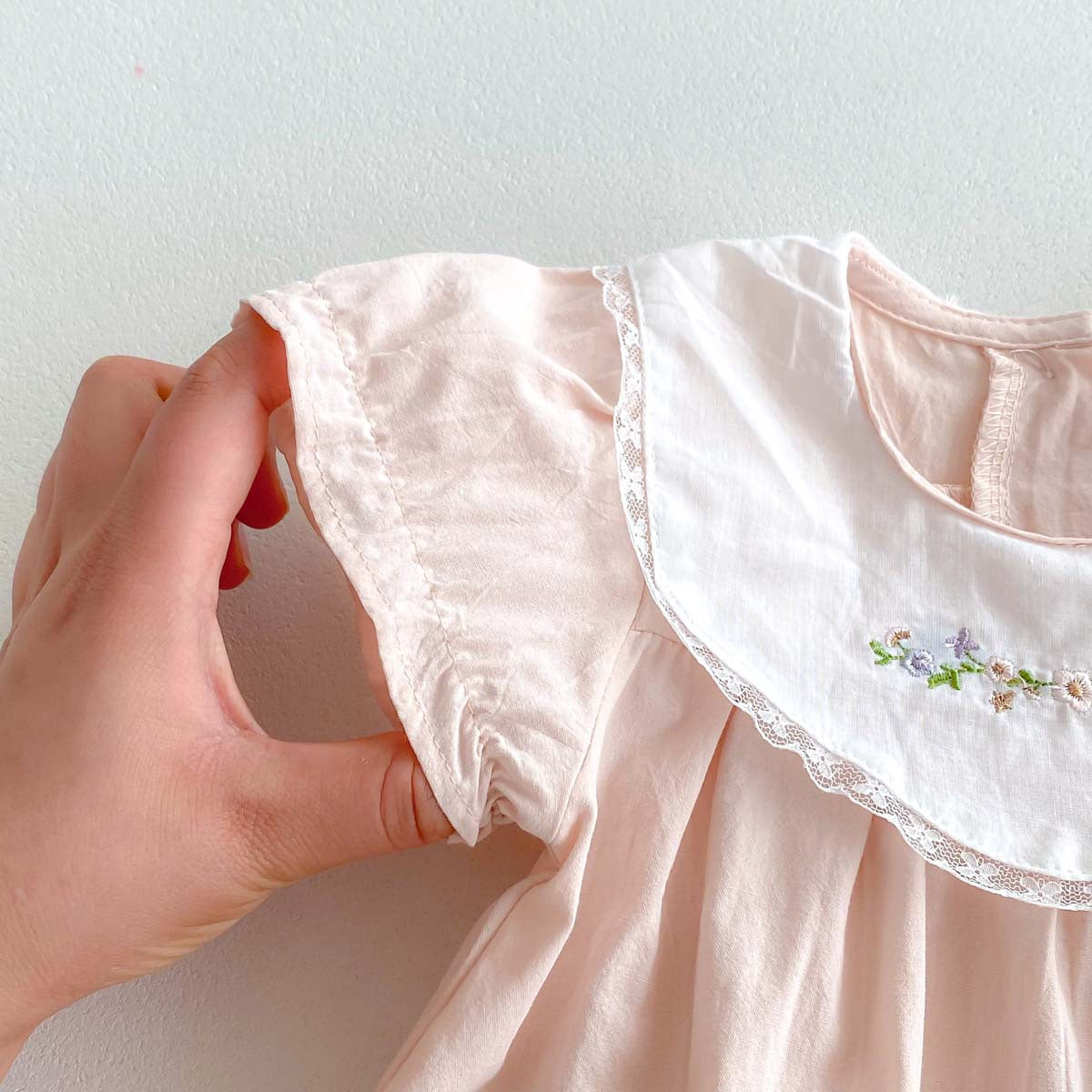 【BABY】夏新作 ピンク刺繍プリンセスロンパースSK062307