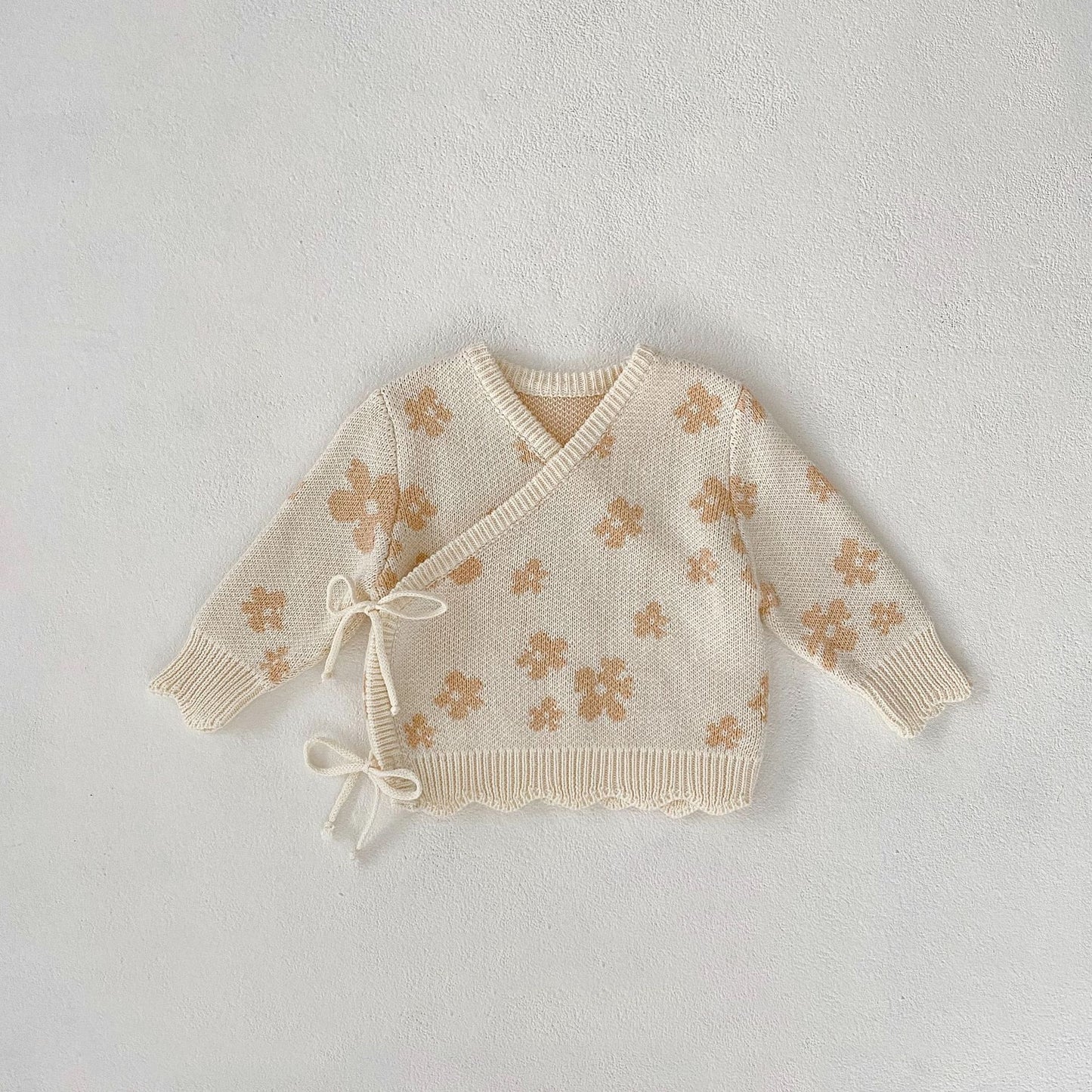 【BABY】フラワーニットカーディガン、パンツ、帽子、SocksSK030604