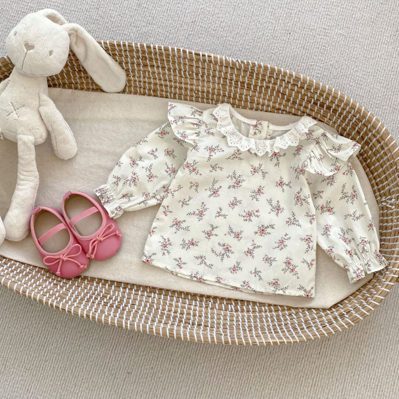 【BABY】刺繍入りオーバーオール、花柄トップスSKO70724