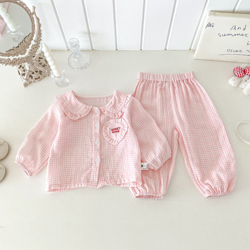 【BABY】ドット、チェックルームウェアセットアップSK100528