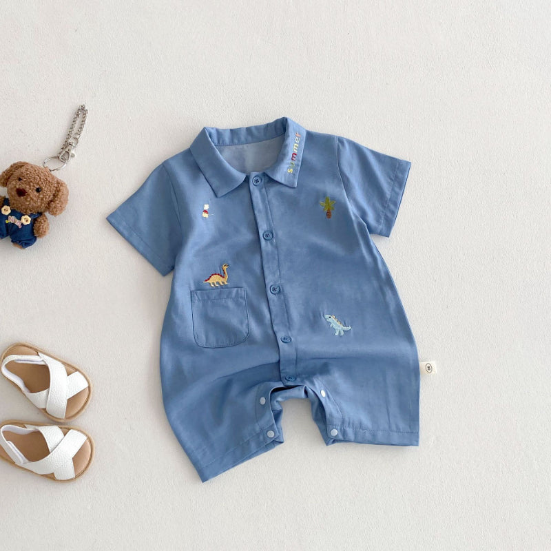 【BABY】夏新作 韓国風恐竜刺繍ロンパースSK070105
