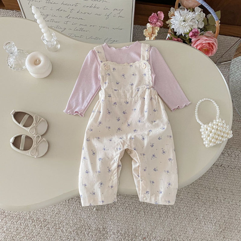 【BABY】小花柄サロペット&ソフトTシャツSK100729