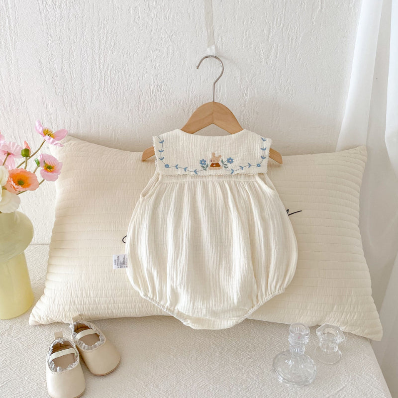 【BABY】夏新作 くま刺繍ロンパースSK092207