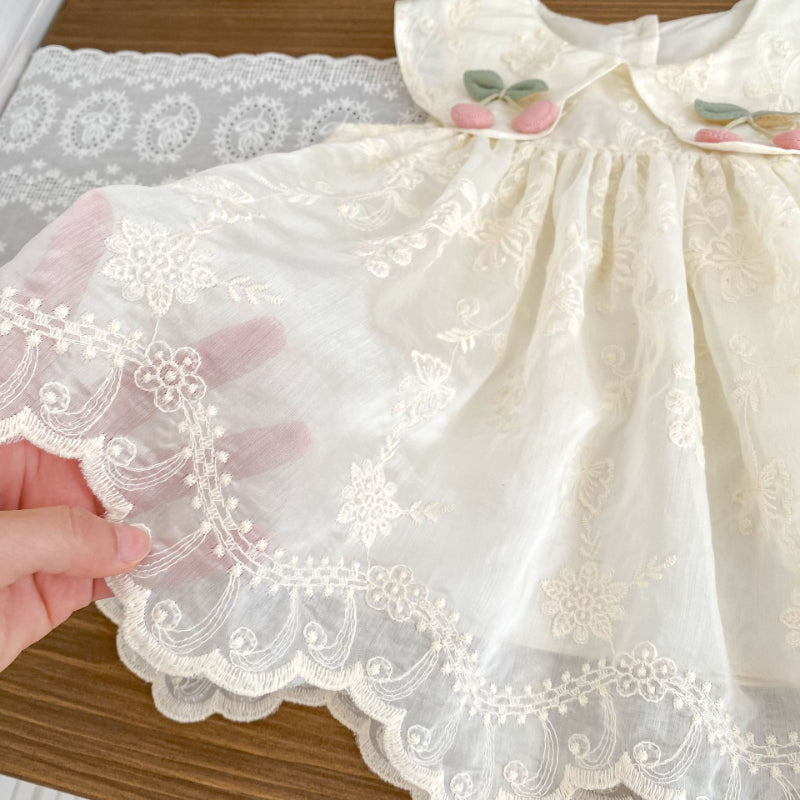 【BABY&KID】夏新作 フラワー刺繡チェリーワンピースSK072519