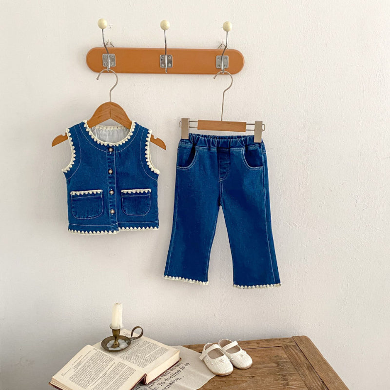 【BABY&KID】デニムベスト、ストレートデニムパンツSK100635