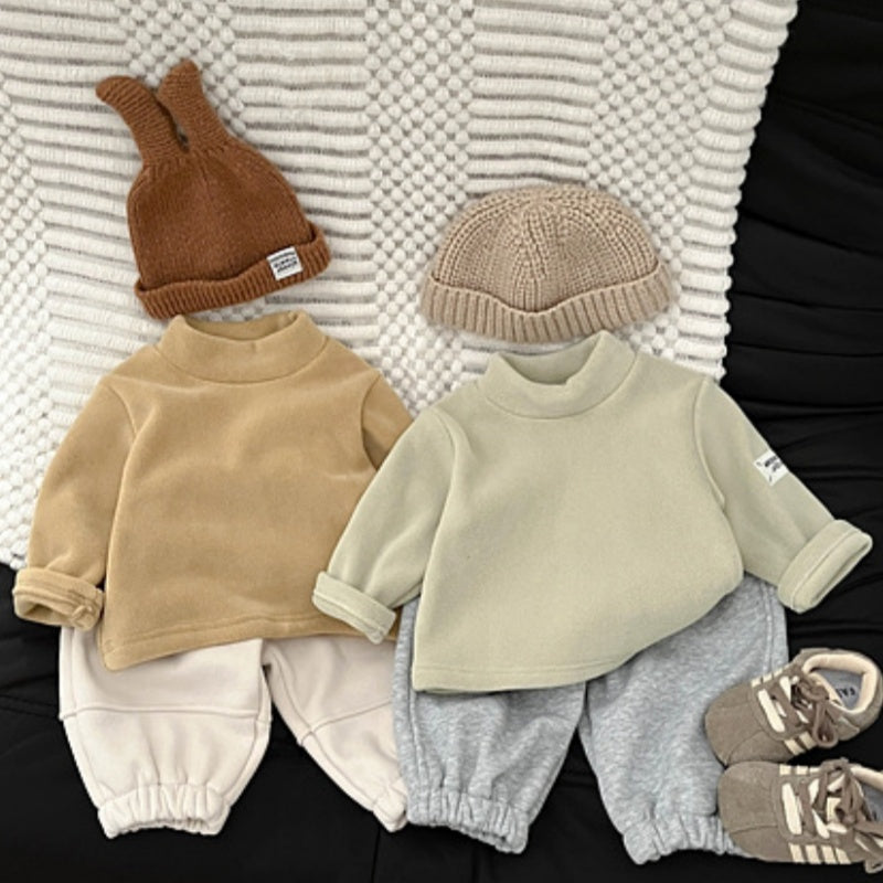 【BABY&KID】冬新作 両面フリース袖ワッペントップスSK102327
