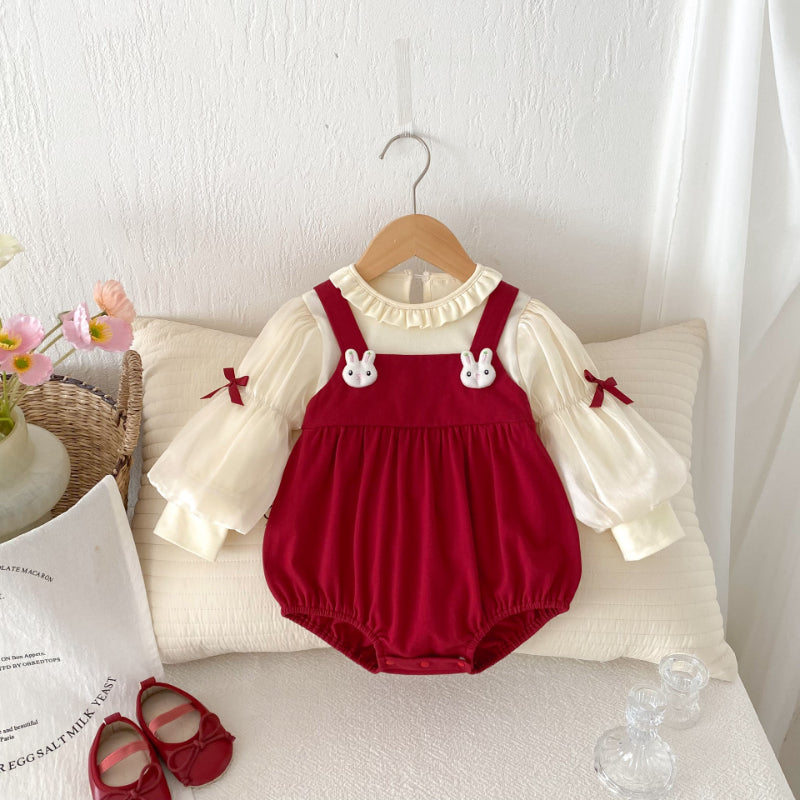【BABY】小兔パフスリーブロンパースSK092808