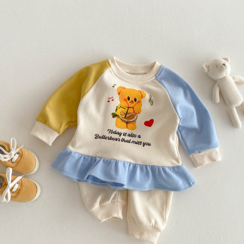 【BABY&KID】可愛いベア&英字ロゴ暖かいセットアップSK032801