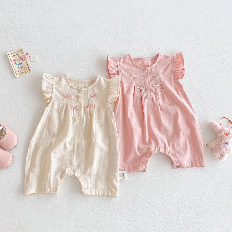 【BABY】夏新作 蝶結びフライングスリーブジャンプスーツSK070124