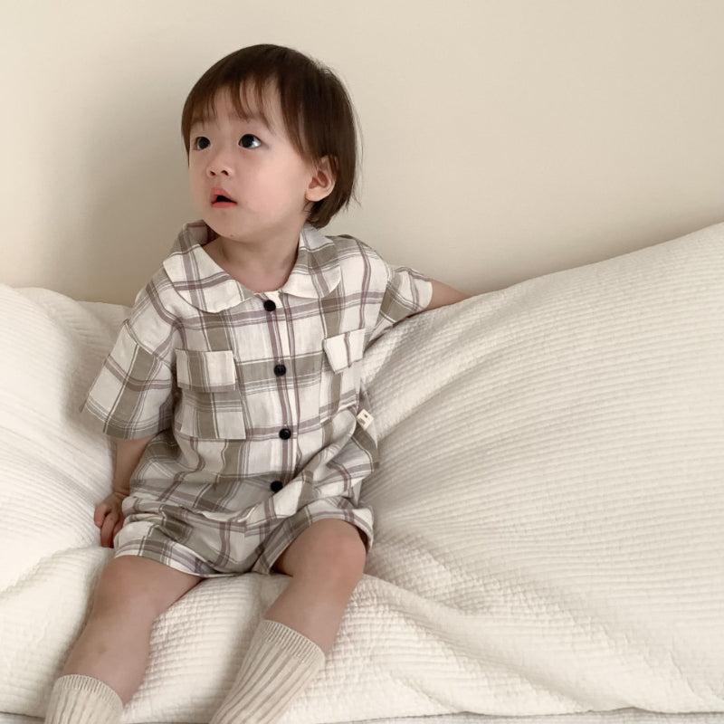 【BABY&KID】夏新作 韓国風ストライプ、チェックセットアップSK092222