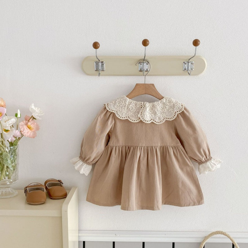 【BABY&KID】花刺繡襟ナチュラルワンピースSK050803