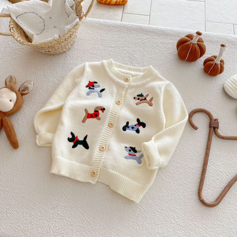 【BABY】わんちゃん刺繍ニットカーディガンSK092426