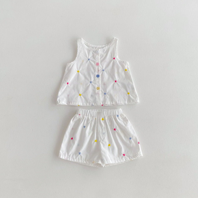 【BABY】夏新作 カラフルハート刺繍セットアップSK092214