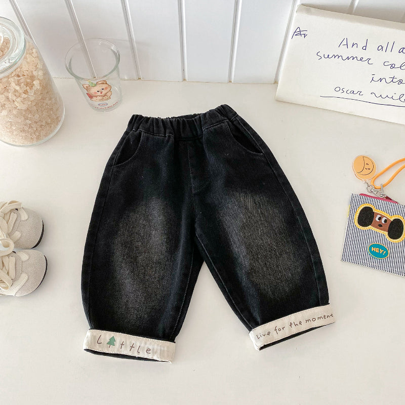 【BABY】ボーダーフーディーニット、デニムパンツSK101433