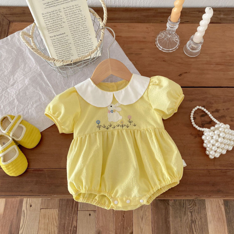 【BABY】夏新作 うさぎ刺繍ロンパースSK070108