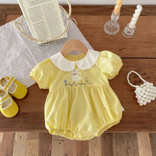 【BABY】夏新作 うさぎ刺繍ロンパースSK070108