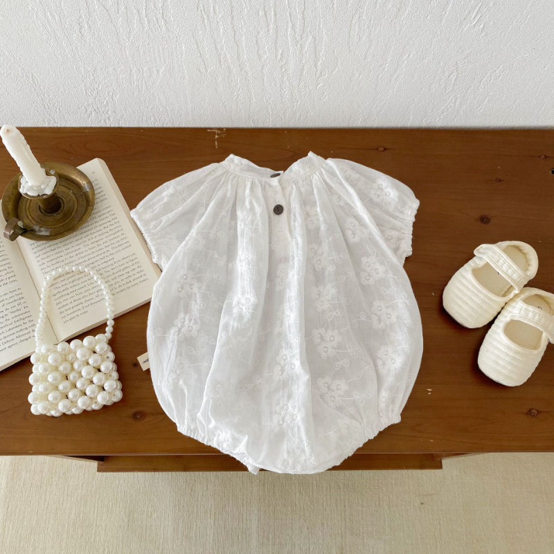 【BABY】夏新作 フラワー刺繍ロンパースSK092616