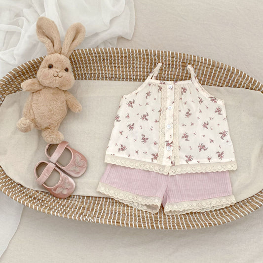 【BABY&KID】夏新作 花柄キャミソール&ショートパンツセットアップSK071928