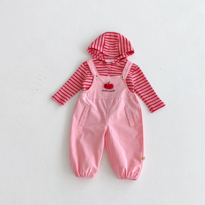 【BABY&KID】ボーダーフーディ、りんごサロペットSK100840