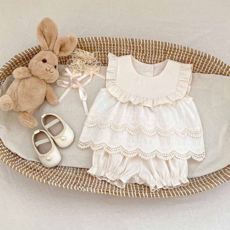 【BABY&KID】夏新作 おしゃれ刺繍ノースリーブセットアップSK071926