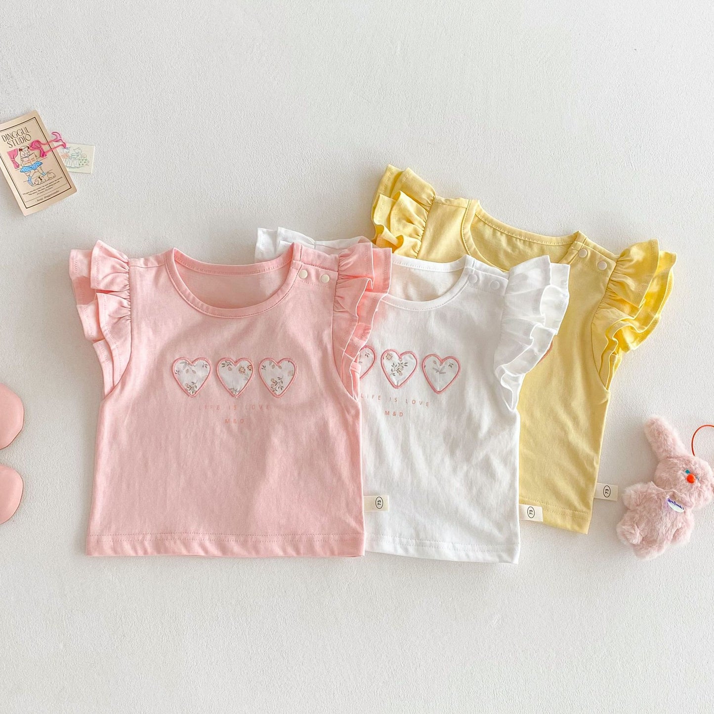 【BABY&KID】夏新作 フライングスリーブ花柄TシャツSKO71211