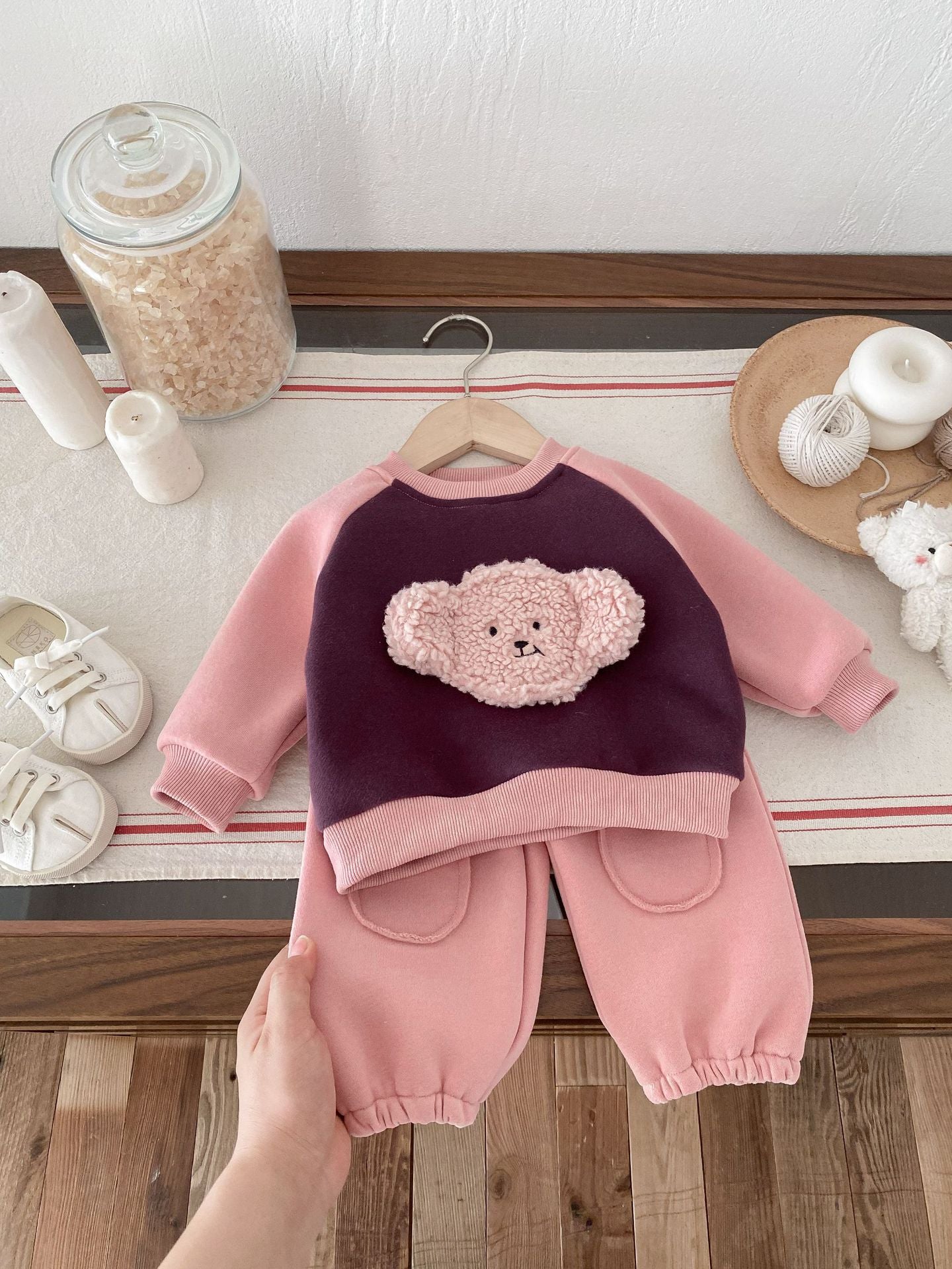 【BABY&KID】クマ柄カジュアルセットアップSK022402