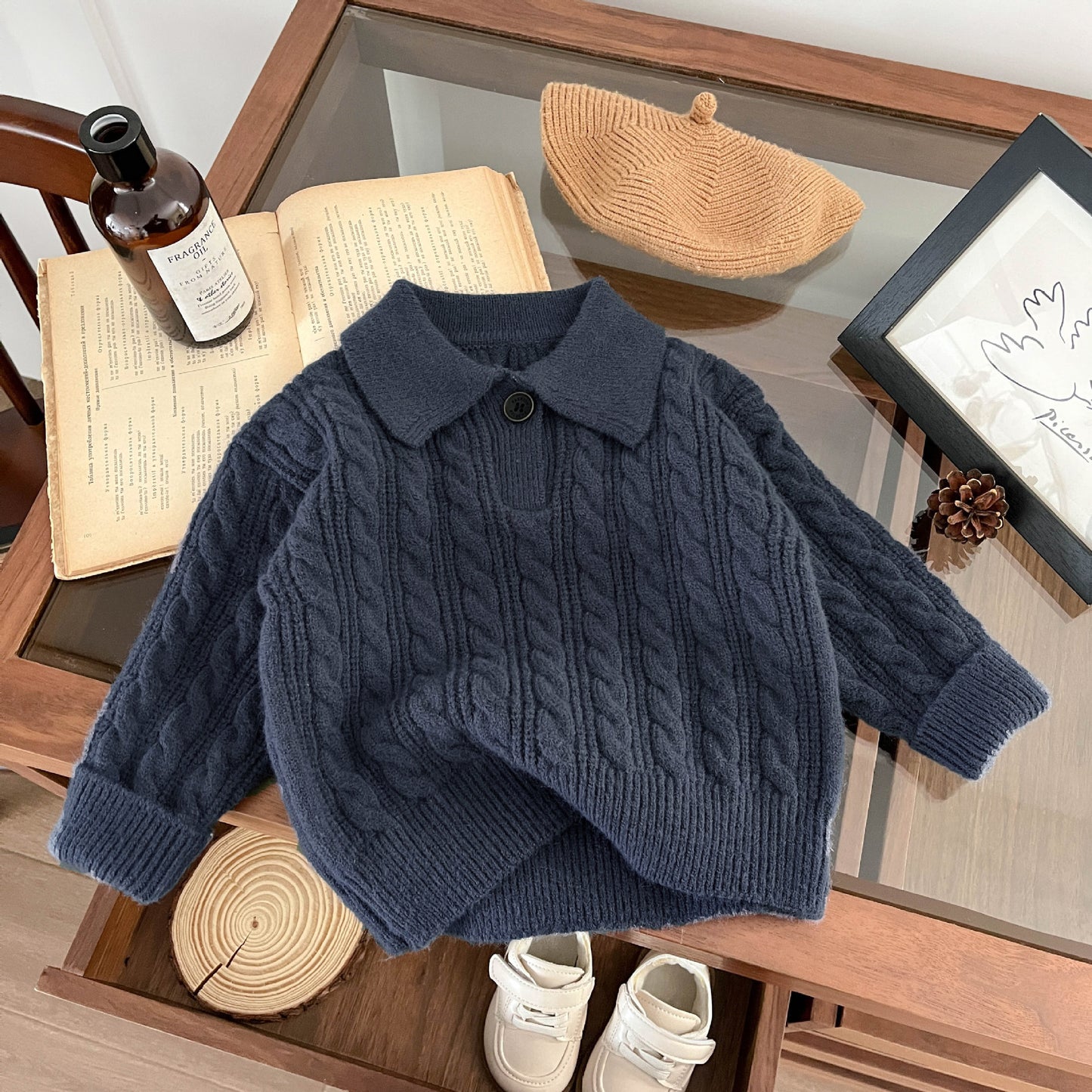 【BABY&KID】冬新作ボタン付きツイストニットセーターSK11428
