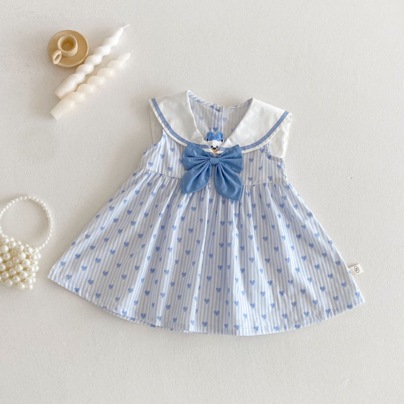 【BABY&KID】夏新作 ハートネイビーセーラーワンピースSK070509