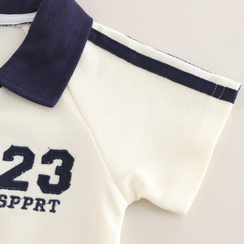 【BABY&KID】夏新作 ナンバーカラーシャツ半袖セットアップSK092629