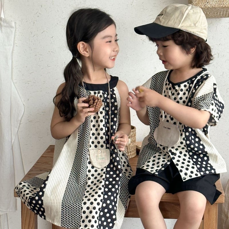 【BABY&KID】夏新作 オシャレドットセットアップ、ワンピースSK0631012