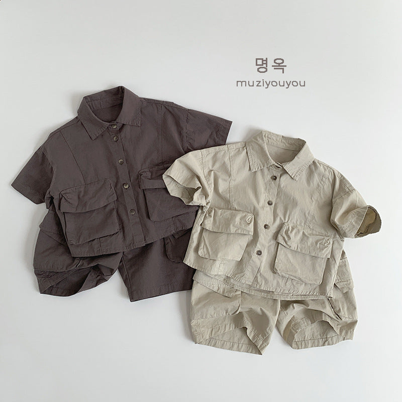 【BABY&KID】夏新作 ポケット付き半袖シャツSK080802
