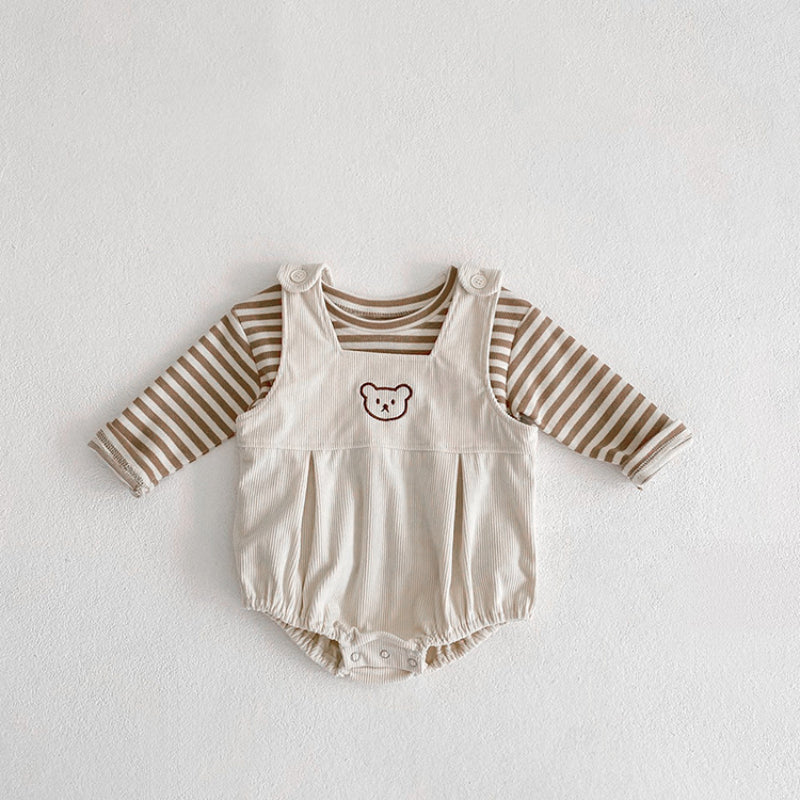 【BABY】くまサロペットロンパース&ボーダーTシャツSK101515