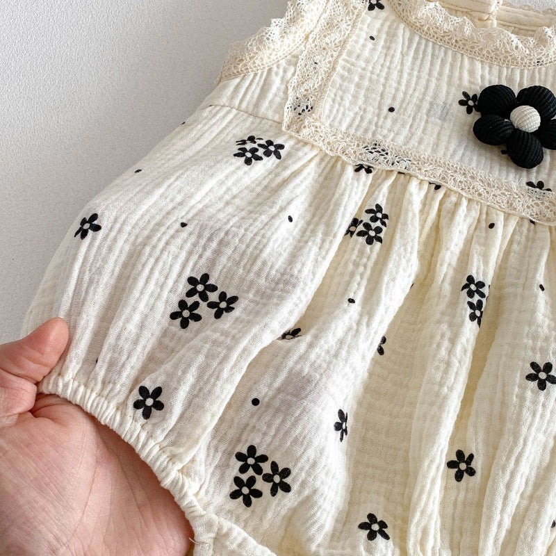 【BABY】夏新作韓国風ノースリーブ刺繍ロンパースSK105007