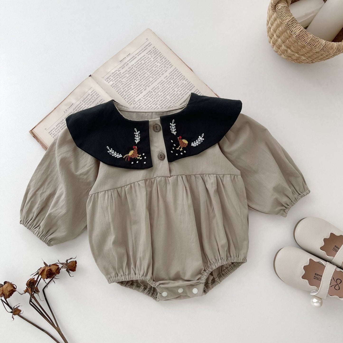 【BABY】動物刺繍入りロンパースSK022603