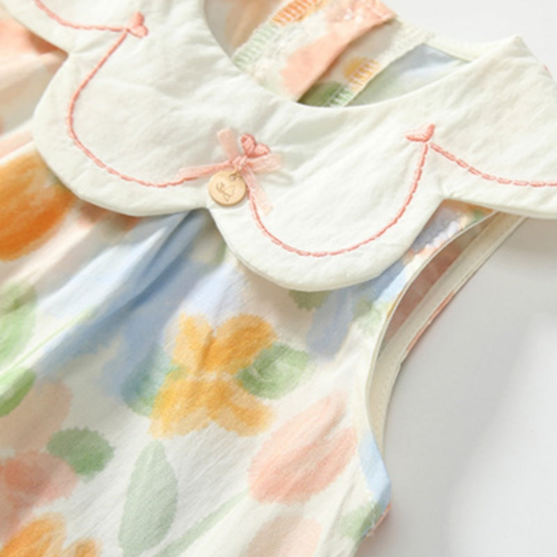 【BABY&KID】夏新作 カラフル花柄花びら襟ワンピースSK091930