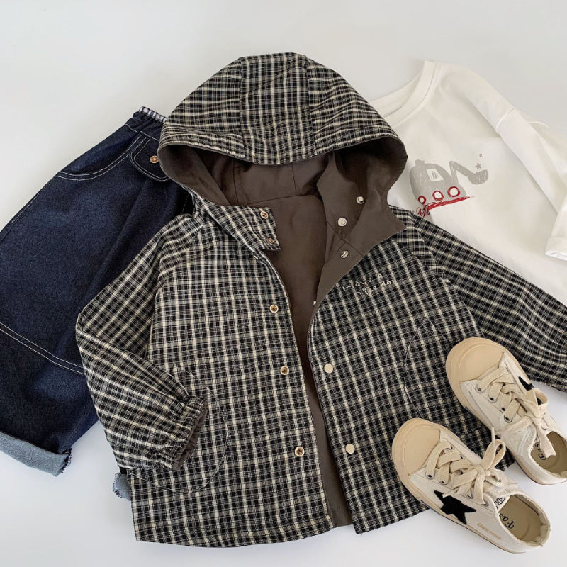 【BABY&KID】無地orチェックリバーシブルコートSK100502
