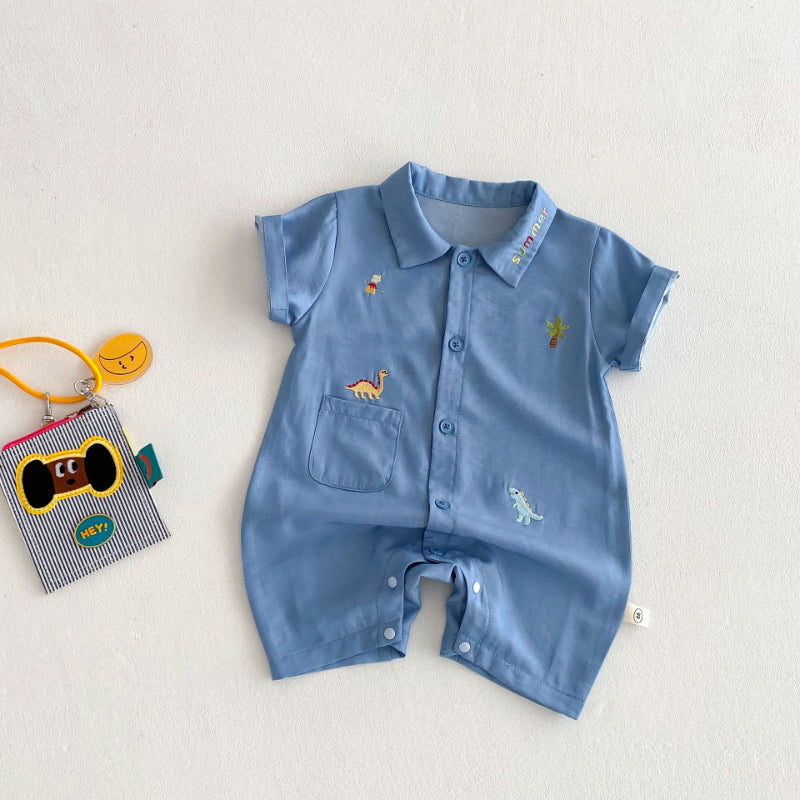 【BABY】夏新作 韓国風恐竜刺繍ロンパースSK070105