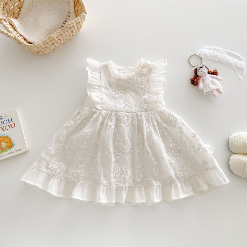 【BABY&KID】夏新作 無地レース刺繍ワンピースSK070510