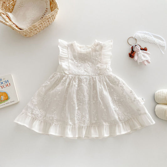 【BABY&KID】夏新作 無地レース刺繍ワンピースSK070510