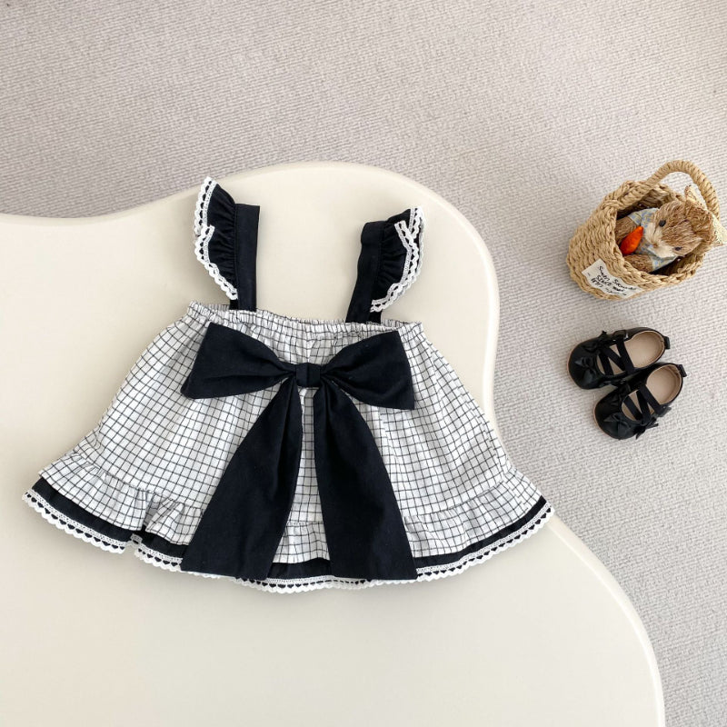【BABY&KID】夏新作 チェック柄リボンセットアップSK071924