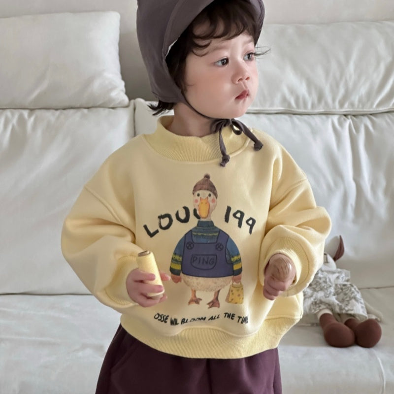 【BABY&KID】アヒル柄厚手スウェット、裏起毛パンツSK102134