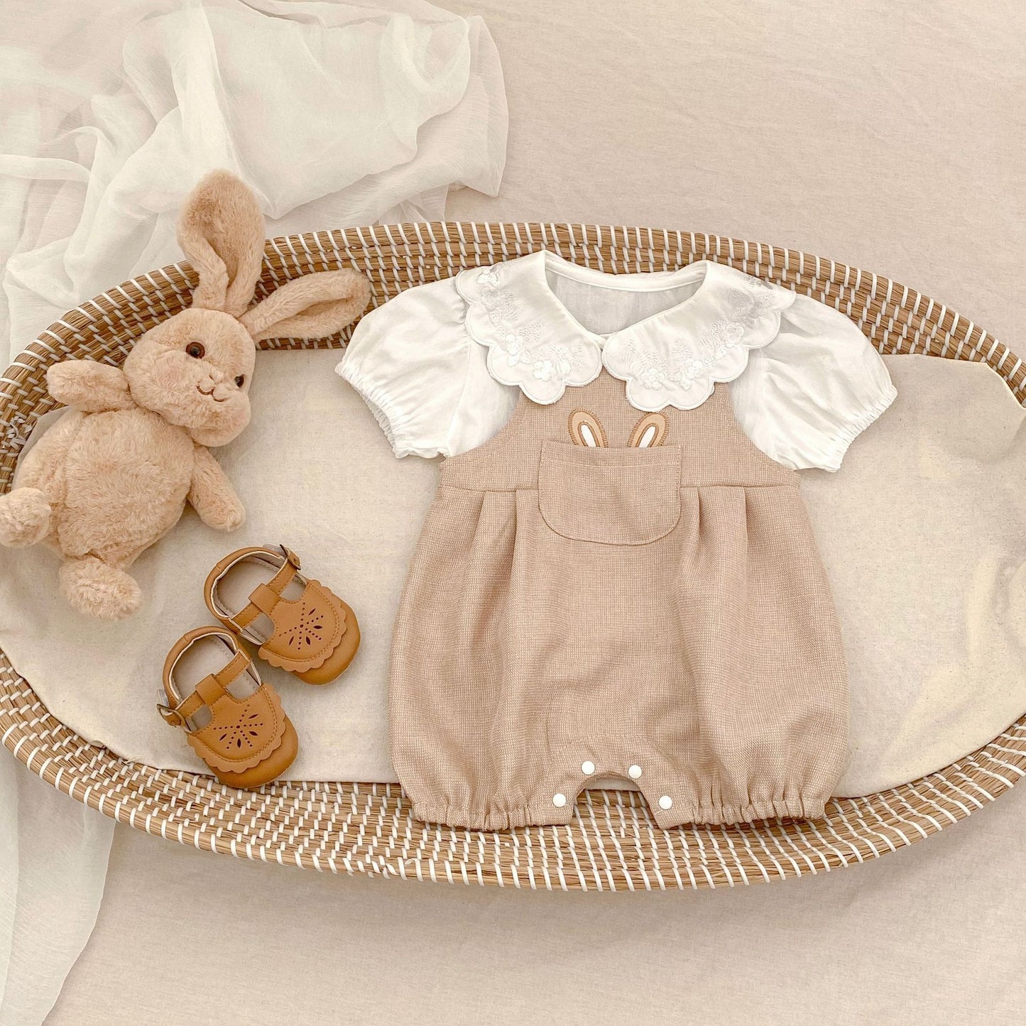 【BABY】夏新作 ウサギ耳刺繡可愛いサロペットSK061713