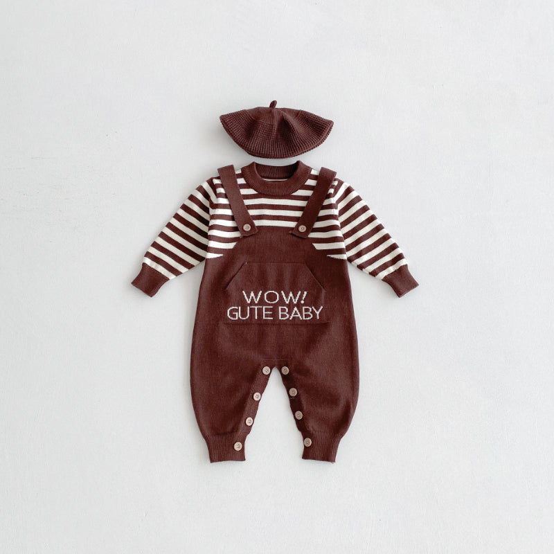 【BABY】ニットボーダーカバーオールSK092501