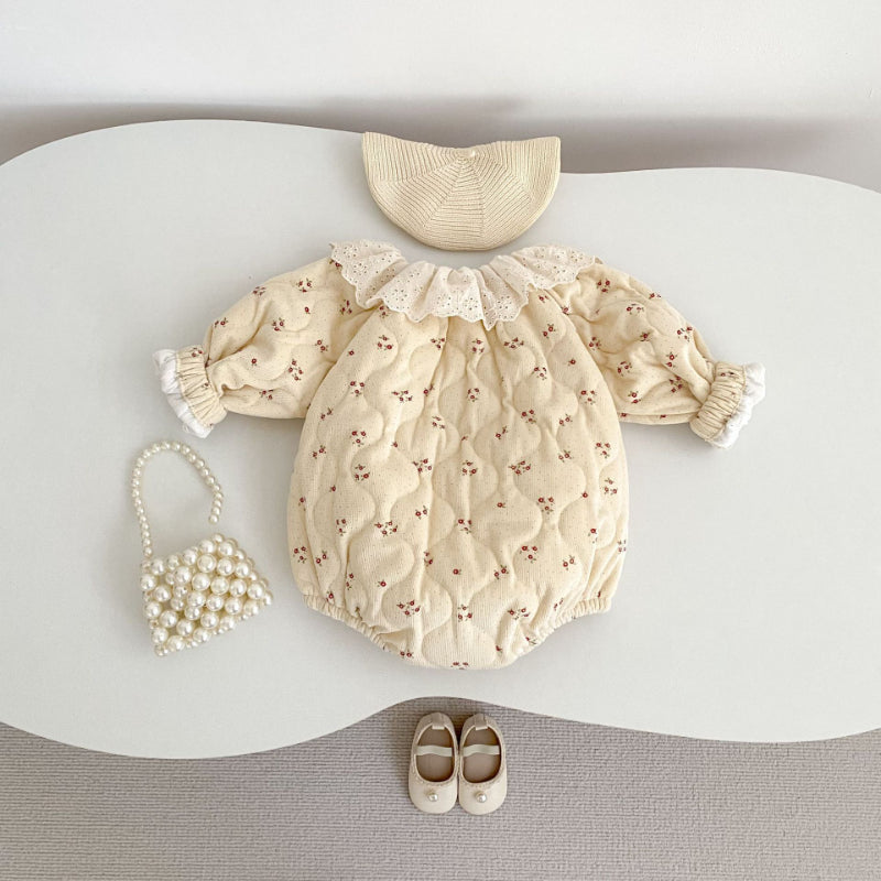 【BABY】冬新作レースカラーパッドプリントロンパースSK102405