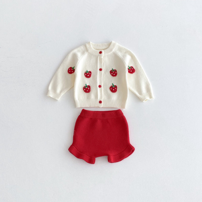 【BABY】いちご柄ニットセットアップSK092401