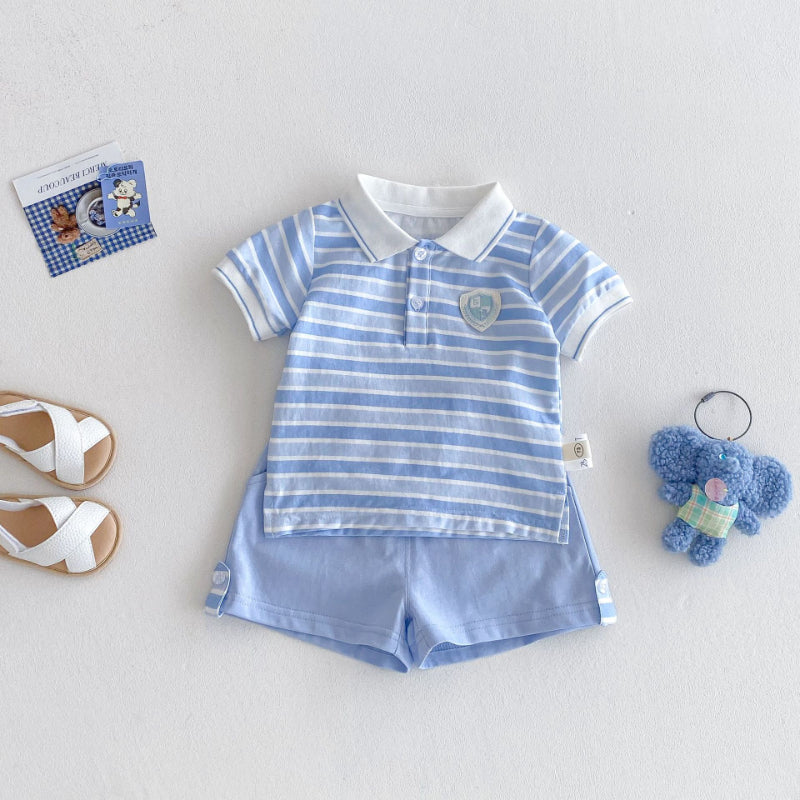 【BABY&KID】夏新作 学院風ストライプセットSK070203